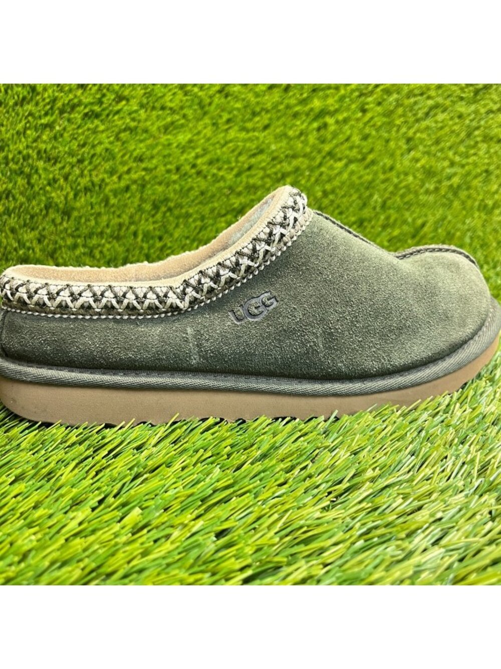 UGG Tasman II Boys Size 4Y Green Casual Comfort Suede Slip On Slippers Shoes